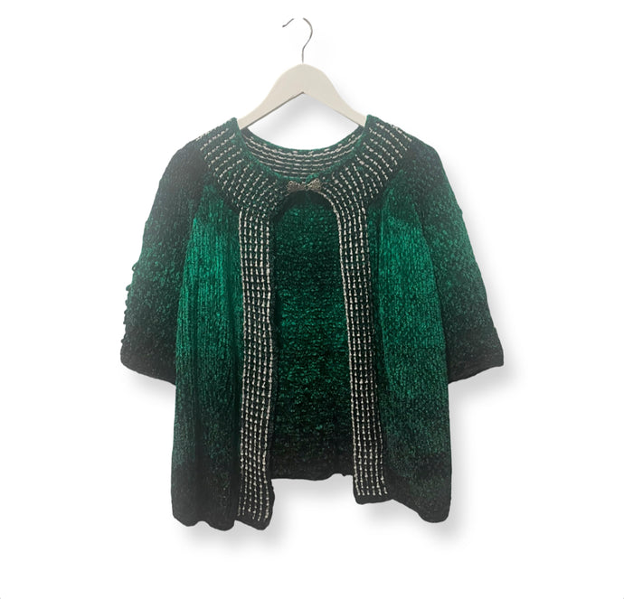 GREEN CHENILLE CARDIGAN