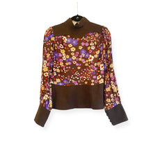 Load image into Gallery viewer, 1970S FLORAL &amp; BROWN BLOUSE
