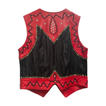 Load image into Gallery viewer, 1980S STUD JEWEL LEATHER WAISTCOAT
