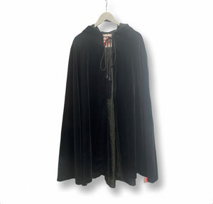 1970S BLACK VELVET HOODED CAPE