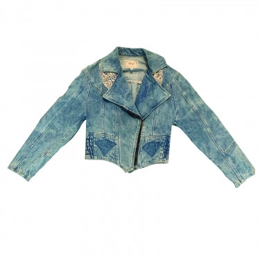 DENIM JACKET WITH LACE DETAIL