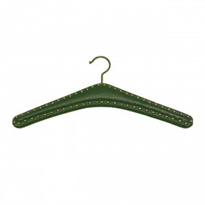 GREEN LEATHER AND SILVER STUD HANGER