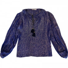 Load image into Gallery viewer, YVES SAINT LAURENT RIVE GAUCHE BLUE METALLIC BLOUSE
